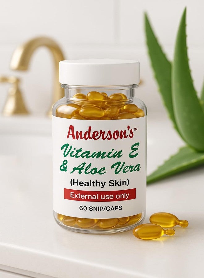 Anderson's Vitamin E & Aloe Vera Moisturizer Capsules – Anti-Aging Hydrating Cream for Face, Hands, & Body – Fast-Absorbing Lotion for Dry Skin, Fine Lines, & Dark Spots – 60 Travel-Friendly Capsules - Image 3